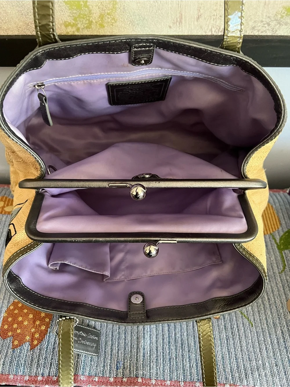 Coach 10th Anniversary 2008 Hampton Straw Kisslock Shoulder Bag Y2k REHAB Bag